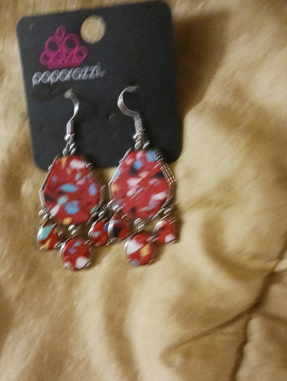 paparazzi Red Multicolor Mosaic Dangle Earrings